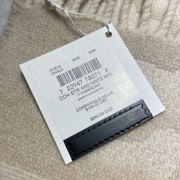 Coach CU810 Stars and Hearts Print Muffler in Chalk - Picture 2 of 4